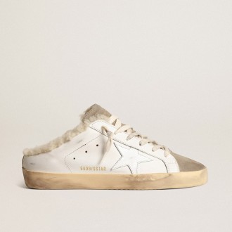 Golden Goose Super-Star Sabots With White Leather Star And Shearling Lining Golden Goose Super-Star Sabots With White Leather Star And Shearling Lining
