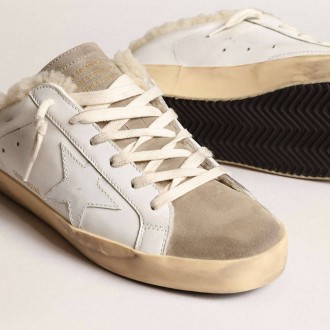 Golden Goose Super-Star Sabots With White Leather Star And Shearling Lining Golden Goose Super-Star Sabots With White Leather Star And Shearling Lining