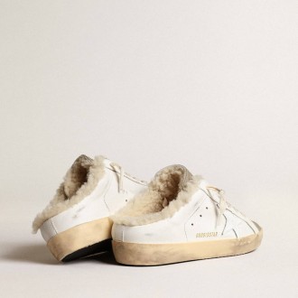 Golden Goose Super-Star Sabots With White Leather Star And Shearling Lining Golden Goose Super-Star Sabots With White Leather Star And Shearling Lining
