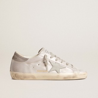Golden Goose Super-Star In Gray-White Glitter-Effect Leather With Leather Star