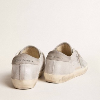 Golden Goose Super-Star In Gray-White Glitter-Effect Leather With Leather Star