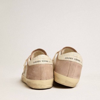 Golden Goose Super-Star In Pink Suede With Silver Metallic Leather Star