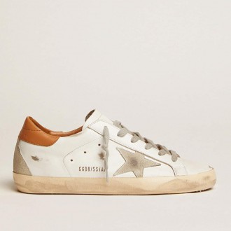 Golden Goose Super-Star With Suede Star And Brown Heel Tab