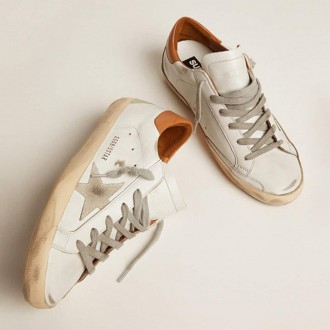 Golden Goose Super-Star With Suede Star And Brown Heel Tab