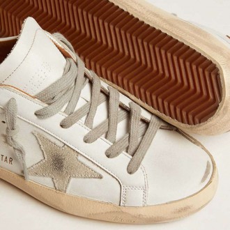 Golden Goose Super-Star With Suede Star And Brown Heel Tab