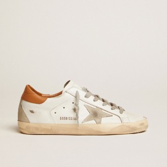 Golden Goose Super-Star With Suede Star And Brown Heel Tab
