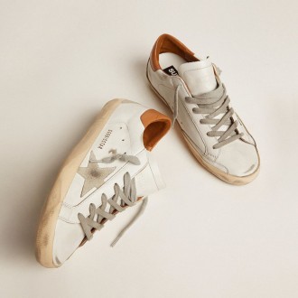 Golden Goose Super-Star With Suede Star And Brown Heel Tab