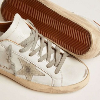 Golden Goose Super-Star With Suede Star And Brown Heel Tab