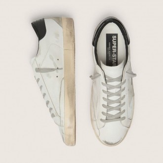 Golden Goose Super-Star With Black Heel Tab And Metal Stud Lettering Golden Goose Super-Star With Black Heel Tab And Metal Stud Lettering