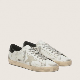 Golden Goose Super-Star With Black Heel Tab And Metal Stud Lettering Golden Goose Super-Star With Black Heel Tab And Metal Stud Lettering