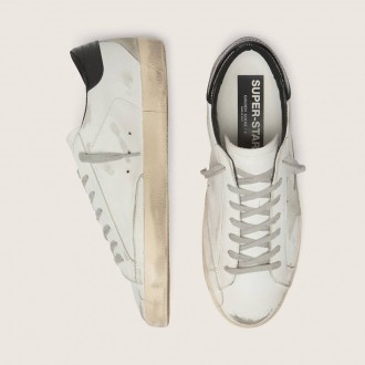 Golden Goose Super-Star With Black Heel Tab And Metal Stud Lettering Golden Goose Super-Star With Black Heel Tab And Metal Stud Lettering