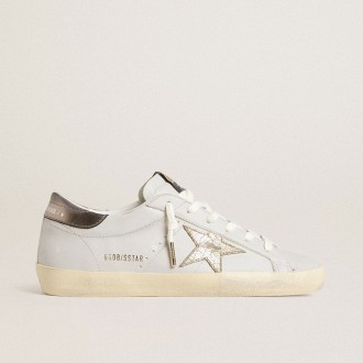Golden Goose Super-Star With Crackle Leather Star And Metallic Foiled Leather Heel Tab Golden Goose Super-Star With Crackle Leather Star And Metallic Foiled Leather Heel Tab