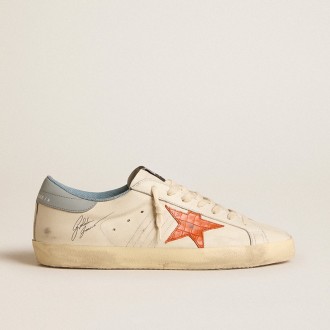 Golden Goose Super-Star With Crocodile-Print Star And Silver-Blue Heel Tab Golden Goose Super-Star With Crocodile-Print Star And Silver-Blue Heel Tab