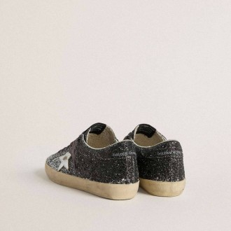 Golden Goose Super Star With Glitter Upper And Silver Metallic Leather Star Golden Goose Super Star With Glitter Upper And Silver Metallic Leather Star