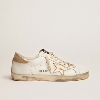 Golden Goose Super-Star With Gold Sparkle Foxing And Lettering Golden Goose Super-Star With Gold Sparkle Foxing And Lettering