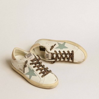 Golden Goose Super-Star With Gray Glitter Star And Nude Leather Heel Tab Golden Goose Super-Star With Gray Glitter Star And Nude Leather Heel Tab