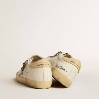 Golden Goose Super-Star With Gray Glitter Star And Nude Leather Heel Tab Golden Goose Super-Star With Gray Glitter Star And Nude Leather Heel Tab