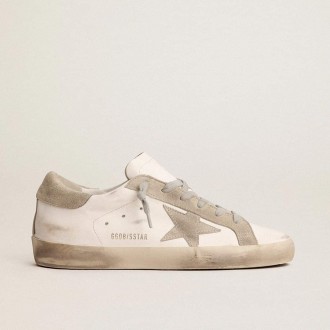 Golden Goose Super-Star With Gray Suede Star And Heel Tab