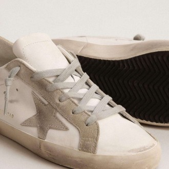 Golden Goose Super-Star With Gray Suede Star And Heel Tab Golden Goose Super-Star With Gray Suede Star And Heel Tab