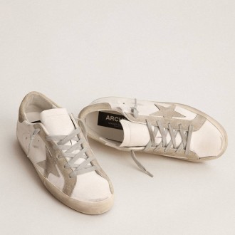 Golden Goose Super-Star With Gray Suede Star And Heel Tab