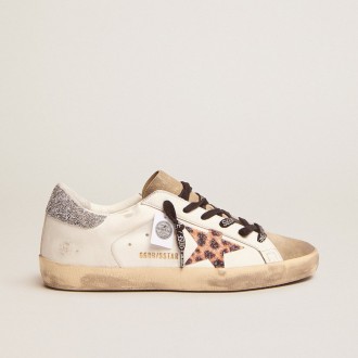 Golden Goose Super-Star With Leopard Print And Swarovski Crystal Star