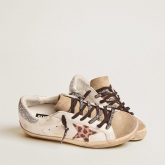 Golden Goose Super-Star With Leopard Print And Swarovski Crystal Star Golden Goose Super-Star With Leopard Print And Swarovski Crystal Star
