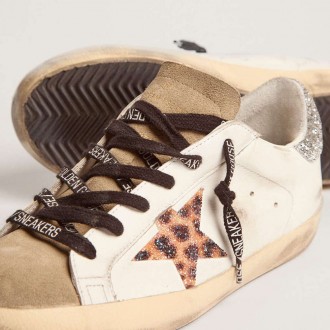 Golden Goose Super-Star With Leopard Print And Swarovski Crystal Star Golden Goose Super-Star With Leopard Print And Swarovski Crystal Star