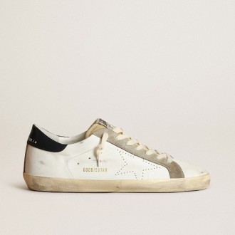 Golden Goose Super-Star With Perforated Star And Blue Heel Tab Golden Goose Super-Star With Perforated Star And Blue Heel Tab
