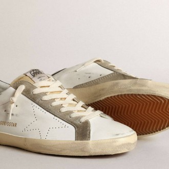 Golden Goose Super-Star With Perforated Star And Blue Heel Tab Golden Goose Super-Star With Perforated Star And Blue Heel Tab