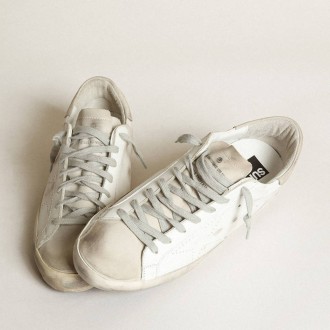 Golden Goose Super-Star With Perforated Star And Ice-Gray Heel Tab Golden Goose Super-Star With Perforated Star And Ice-Gray Heel Tab