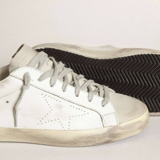 Golden Goose Super-Star With Perforated Star And Ice-Gray Heel Tab Golden Goose Super-Star With Perforated Star And Ice-Gray Heel Tab