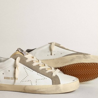 Golden Goose Super-Star With Perforated Star And Midnight Blue Heel Tab Golden Goose Super-Star With Perforated Star And Midnight Blue Heel Tab