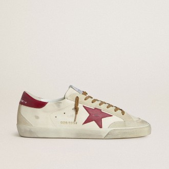 Golden Goose Super-Star With Red Leather Star And Beige Suede Inserts Golden Goose Super-Star With Red Leather Star And Beige Suede Inserts