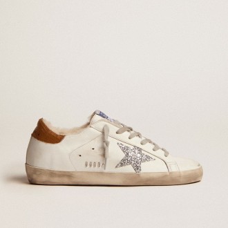 Golden Goose Super-Star With Shearling Lining And Silver Glitter Star Golden Goose Super-Star With Shearling Lining And Silver Glitter Star