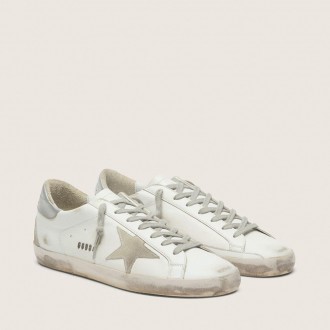 Golden Goose Super-Star With Silver Heel Tab And Lettering Golden Goose Super-Star With Silver Heel Tab And Lettering