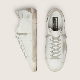 Golden Goose Super-Star With Silver Heel Tab And Lettering Golden Goose Super-Star With Silver Heel Tab And Lettering