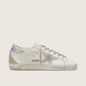 Golden Goose Super-Star With Silver Heel Tab And Metal Stud Lettering Golden Goose Super-Star With Silver Heel Tab And Metal Stud Lettering