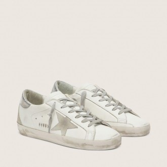 Golden Goose Super-Star With Silver Heel Tab And Metal Stud Lettering Golden Goose Super-Star With Silver Heel Tab And Metal Stud Lettering