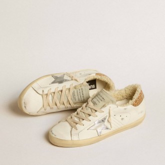 Golden Goose Super-Star With Silver Leather Star And Crocodile-Print Leather Heel Tab Golden Goose Super-Star With Silver Leather Star And Crocodile-Print Leather Heel Tab