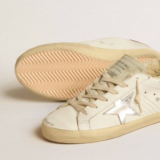 Golden Goose Super-Star With Silver Leather Star And Crocodile-Print Leather Heel Tab Golden Goose Super-Star With Silver Leather Star And Crocodile-Print Leather Heel Tab