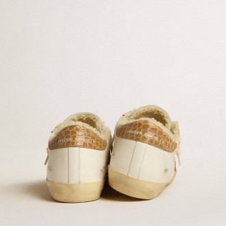 Golden Goose Super-Star With Silver Leather Star And Crocodile-Print Leather Heel Tab Golden Goose Super-Star With Silver Leather Star And Crocodile-Print Leather Heel Tab