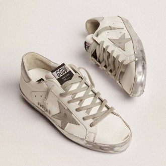 Golden Goose Super-Star With Silver Sparkle Foxing And Metal Stud Lettering Golden Goose Super-Star With Silver Sparkle Foxing And Metal Stud Lettering