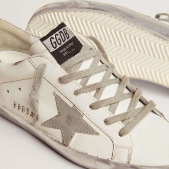 Golden Goose Super-Star With Silver Sparkle Foxing And Metal Stud Lettering Golden Goose Super-Star With Silver Sparkle Foxing And Metal Stud Lettering