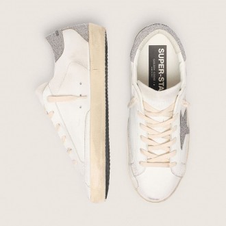 Golden Goose Super-Star With Silver Swarovski Crystal Star And Heel Tab Golden Goose Super-Star With Silver Swarovski Crystal Star And Heel Tab