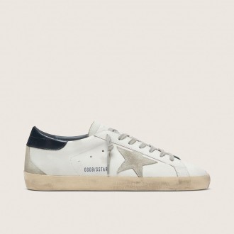 Golden Goose Super-Star With Suede Star And Blue Heel Tab