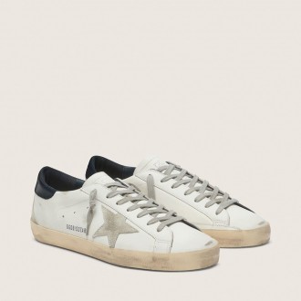 Golden Goose Super-Star With Suede Star And Blue Heel Tab