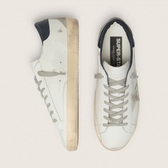 Golden Goose Super-Star With Suede Star And Blue Heel Tab