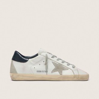 Golden Goose Super-Star With Suede Star And Blue Heel Tab