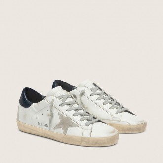 Golden Goose Super-Star With Suede Star And Blue Heel Tab Golden Goose Super-Star With Suede Star And Blue Heel Tab