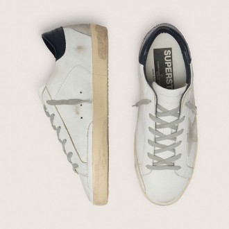 Golden Goose Super-Star With Suede Star And Blue Heel Tab Golden Goose Super-Star With Suede Star And Blue Heel Tab